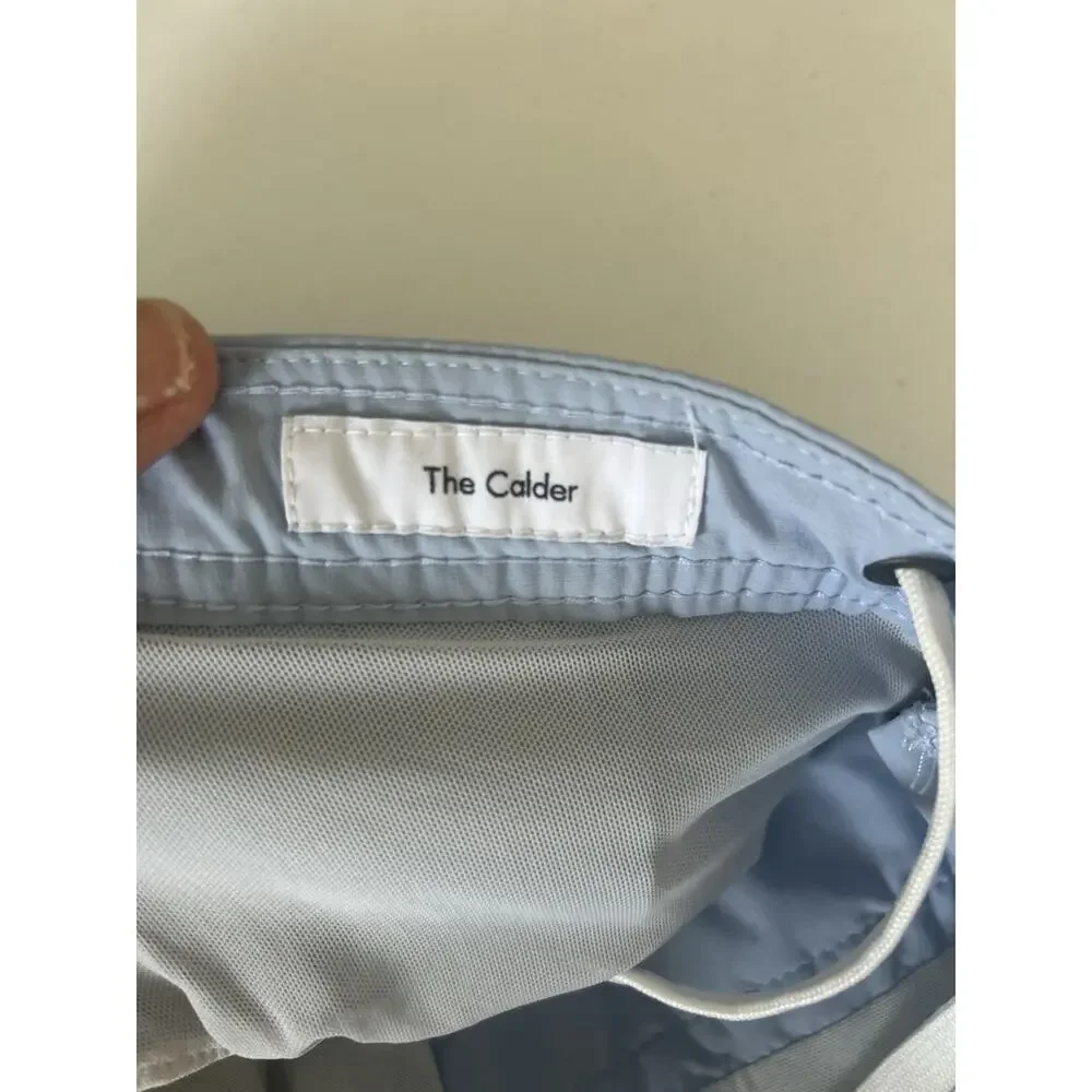 Onia Calder 6E‎ Mens Swimsuit Blue Nylon L Large Swim Trunks Shorts Flat Front